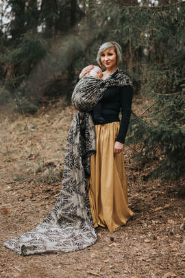Baby Wrap, Jacquard Weave (65% cotton 35% silk) - QUEEN OF THE NIGHT - PAMINA - size XL