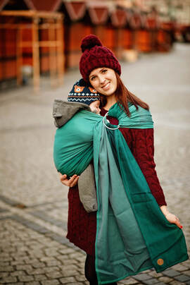 Ring Sling, Jacquard Weave (100% cotton) - LITTLE HERRINGBONE SALSA - standard 1.8m