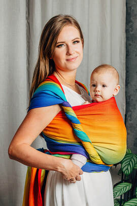 Baby Wrap, Jacquard Weave (100% cotton) - RAINBOW BABY - size S