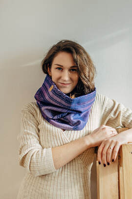 Écharpe tube (Tissu extérieur - 65% Coton, 25% Lin, 10% Soie tussah; Doublure - 100% coton) - SPACE LACE & SUGILITE