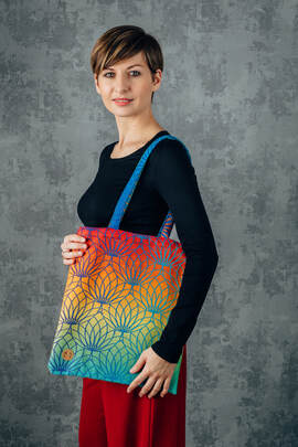 Sac à bandoulière en retailles d’écharpes (100 % coton) - RAINBOW LOTUS 