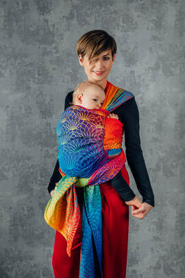 Baby Wrap, Jacquard Weave (100% cotton) - RAINBOW LOTUS - size M