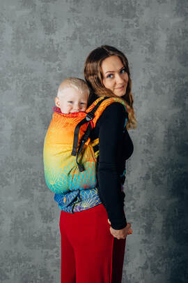 Porte-bébé LennyPreschool, taille preschool, jacquard, 100% coton - RAINBOW LOTUS 