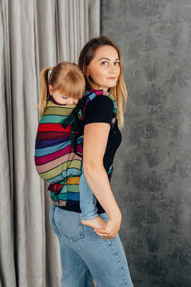 LennyPreschool Carrier, Preschool Size, broken - twill weave 100% cotton - CAROUSEL OF COLORS