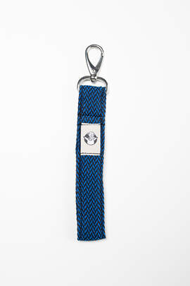Lanyard, made of wrap fabric, short - COBALT
