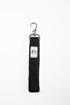 Lanyard, made of wrap fabric, short - LITTLE HERRINGBONE EBONY BLACK