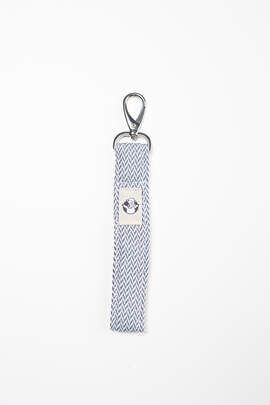 Lanyard, made of wrap fabric, short - LITTLE HERRINGBONE GRIS