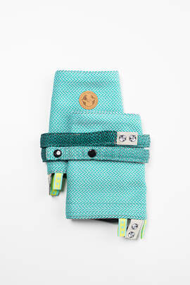 Ensemble protège bretelles et sangles pour capuche (60% coton, 40% polyester) - LITTLE HERRINGBONE OMBRE GREEN 
