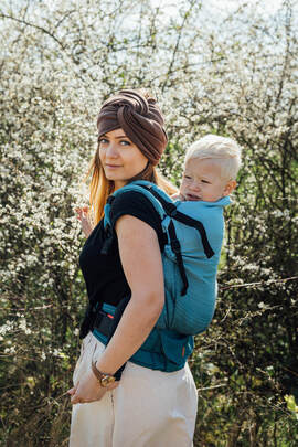 LennyPreschool Carrier, Preschool Size, herringbone weave 100% cotton - LITTLE HERRINGBONE OMBRE BEBOP 