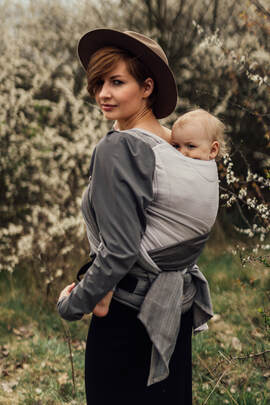 LennyHybrid Half Buckle Carrier, Standard Size, herringbone weave 100% cotton - LITTLE HERRINGBONE OMBRE RAGTIME 