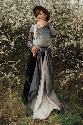 Baby Wrap, Herringbone Weave (100% cotton) - LITTLE HERRINGBONE OMBRE RAGTIME - size L