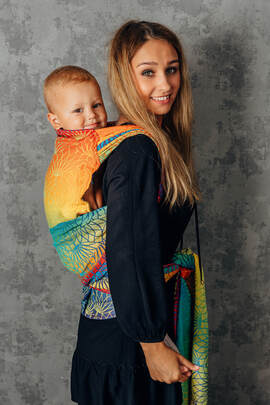 Porte-bébé LennyHybrid Half Buclke, taille preschool, jacquard, 100% coton - RAINBOW LOTUS