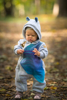 Combinaison pour enfant - taille 104 - Gris Chiné avec Peacock's Tail  - Fantasy