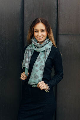 LennyScarf - 42% cotton, 58 % silk - Lace Grey & Mint