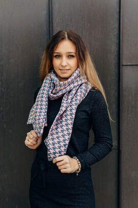 LennyScarf - 40% Coton, 21 % Alpaga bébé, 21 % Angora, 18% Mûrier-soie - Pepitka Cream & Pink