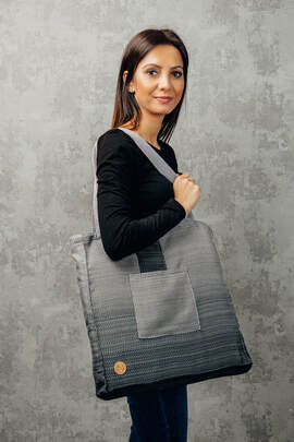 Torba na ramię z materiału chustowego, (100% bawełna) - MAŁA JODEŁKA OMBRE SZARY - uniwersalny rozmiar 37cmx37cm