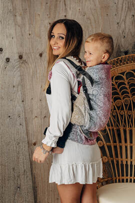 LennyPreschool Carrier, Preschool Size, jacquard weave 100% cotton - WILD WINE - VINEYARD