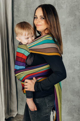 LennyHybrid Half Buckle Carrier, Standard Size, broken - twill weave 100% cotton - CAROUSEL OF COLORS