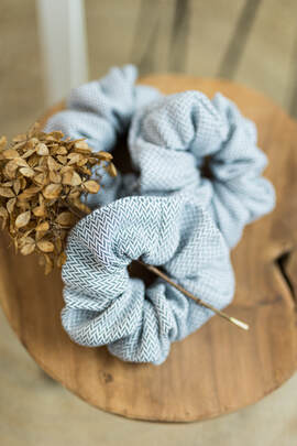 Scrunchie - lot de 3 - LITTLE HERRINGBONE GREY
