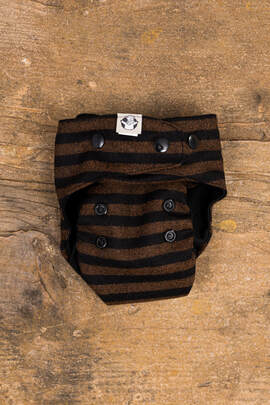 Couvre-couche en laine - Brown & Black Stripes - MOS