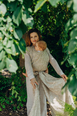 Baby Wrap, Jacquard Weave (50% cotton, 50% bamboo viscose) - INFINITY - GOLDEN HOUR - size XS