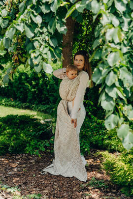 Baby Wrap, Jacquard Weave (50% cotton, 50% bamboo viscose) - INFINITY - GOLDEN HOUR - size M