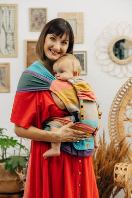 LennyHybrid Half Buckle Carrier, Standard Size, broken - twill weave 100% cotton - PASTELS 