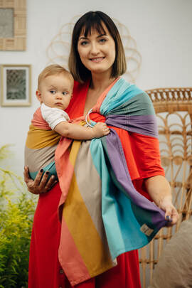 Ring Sling, Broken twill Weave (100% cotton), with gathered shoulder - PASTELS - standard 1.8m