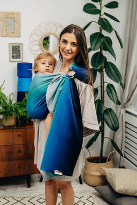 Ring Sling, Broken twill Weave (100% cotton), with gathered shoulder - AIRGLOW - standard 1.8m