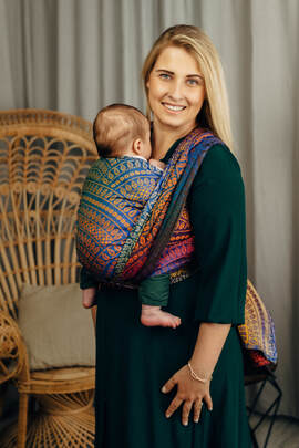 Baby Wrap, Jacquard Weave (100% cotton) - PEACOCK'S TAIL - BOLERO - sizeXS