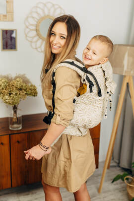 LennyPreschool Carrier, Preschool Size, jacquard weave (50% cotton, 50% bamboo viscose) - INFINITY - GOLDEN HOUR