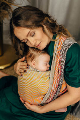 Baby Wrap, Jacquard Weave (100% cotton) - BIG HERRINGBONE - FANDANGO - size XS