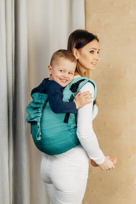Lenny Buckle Onbuhimo PRO Tragehilfe, Größe Preschool, Fischgrätmuster (100% Baumwolle) - LITTLE HERRINGBONE OMBRE GREEN 