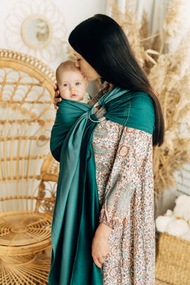 Ring Sling, Broken twill Weave (100% cotton), with gathered shoulder - SUPERNOVA - SOLO - standard 1.8m