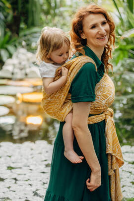 Baby Wrap, Jacquard Weave (100% bamboo viscose) - WILD SOUL - AURUM - size M