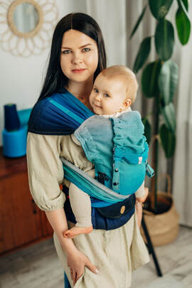 LennyHybrid Half Buckle Carrier, Standard Size, broken - twill weave 100% cotton - AIRGLOW 
