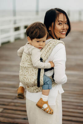 Marsupio LennyLight, misura Standard, tessitura jacquard, 50% cotone, 50% viscosa di bamboo - INFINITY - GOLDEN HOUR