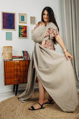 Baby Sling, Broken Twill Weave, (100% cotton) - PEANUT BUTTER - size M