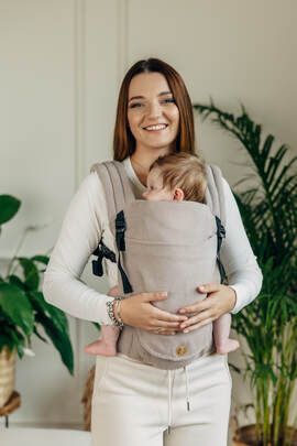 My First Baby Carrier - LennyLight, Standard Size, herringbone weave 100% cotton - LITTLE HERRINGBONE ALMOND (grade B)