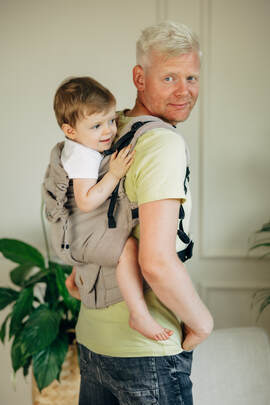 LennyPreschool Carrier, Preschool Size, herringbone weave 100% cotton - LITTLE HERRINGBONE ALMOND 