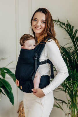 My First Baby Carrier - LennyLight, Standard Size, herringbone weave 100% cotton - LITTLE HERRINGBONE EBONY BLACK (grade B)