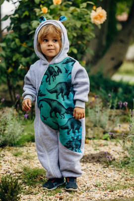 Jumpsuit for a child - size 110 - Gray melange & Jurassic 