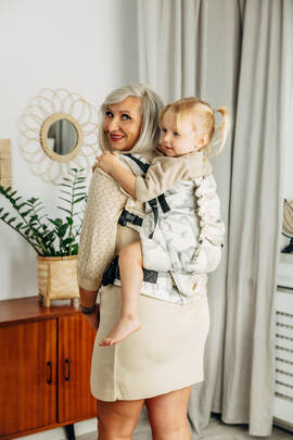 LennyPreschool Carrier, Preschool Size, jacquard weave 100% cotton - JURASSIC - ICE DESERT