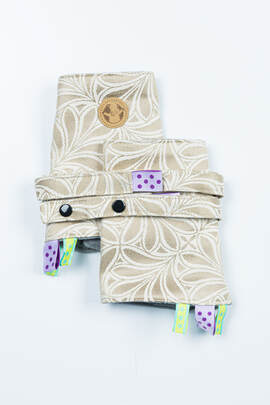 Drool Pads & Reach Straps Set, (Outer fabric - 50% cotton, 50% bamboo viscose; Lining - 100% polyester) - INFINITY - GOLDEN HOUR