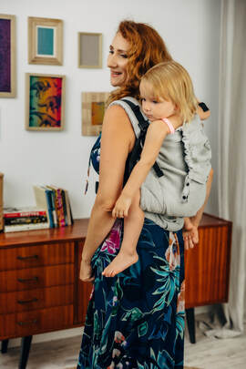 LennyPreschool Carrier, Preschool Size, broken - twill weave (58% cotton, 42% linen) - COAST