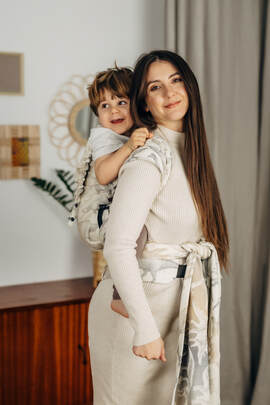 LennyHybrid Half Buckle Carrier, Preschool Size, jacquard weave 100% cotton - JURASSIC - ICE DESERT