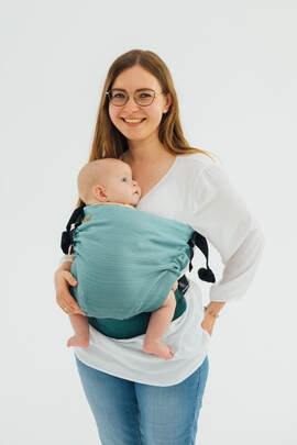 LennyHip Tragehilfe (Hälfte der LennyTwin), Größe Standard, Fischgrätmuster, 100% Baumwolle - LITTLE HERRINGBONE OMBRE GREEN