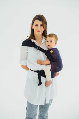 LennyHip Carrier (1/2 of LennyTwin Carrier), Standard Size, jacquard weave 100% cotton - WILD WINE - BOUQUET