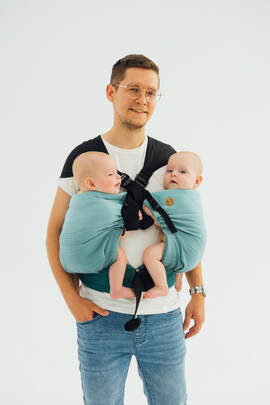 LennyTwin Tragehilfe, Größe Standard, Fischgrätmuster, 100% Baumwolle - LITTLE HERRINGBONE OMBRE GREEN 